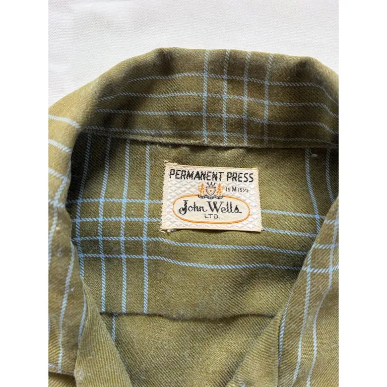 1960/70s green plaid shirt 2
