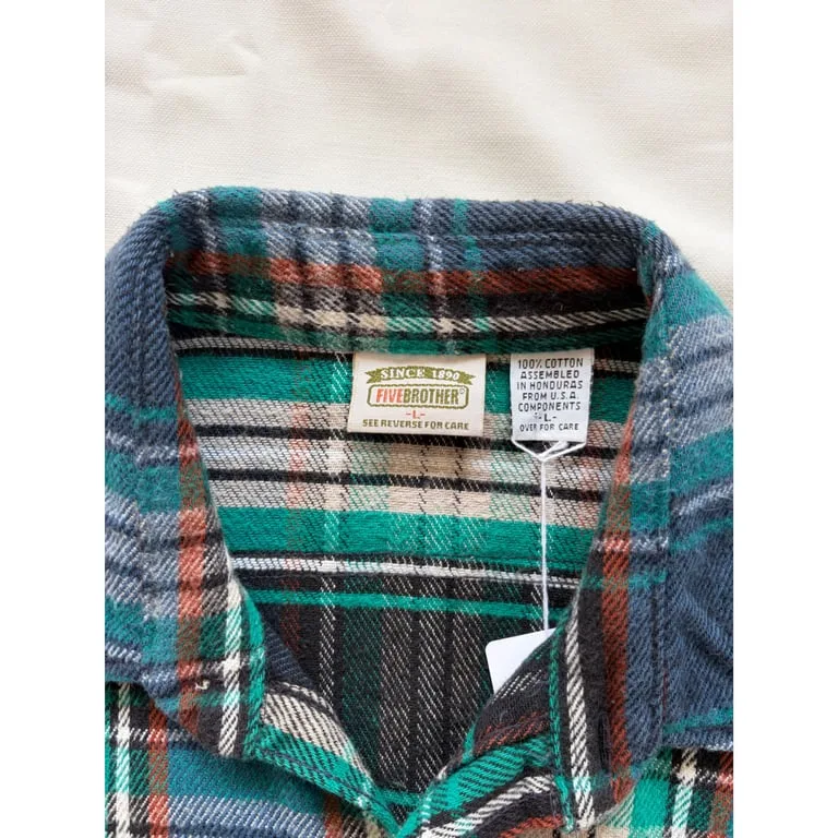 90s Fivebrother green plaid flannel 2