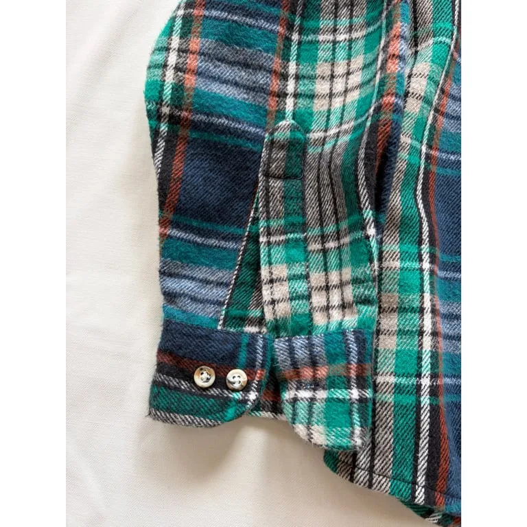 90s Fivebrother green plaid flannel 5
