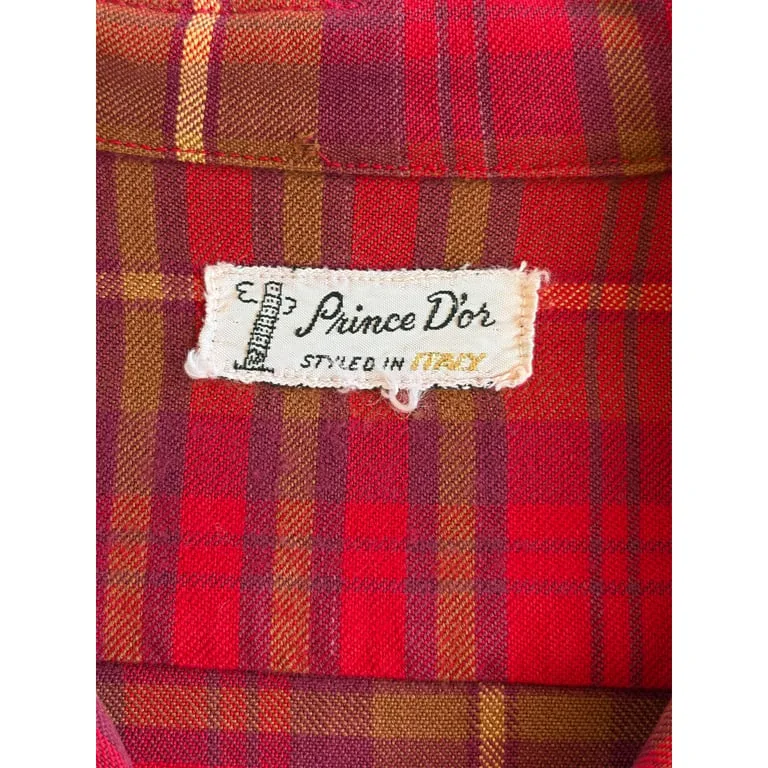 1950s Italy gabardine plaid shirt 2