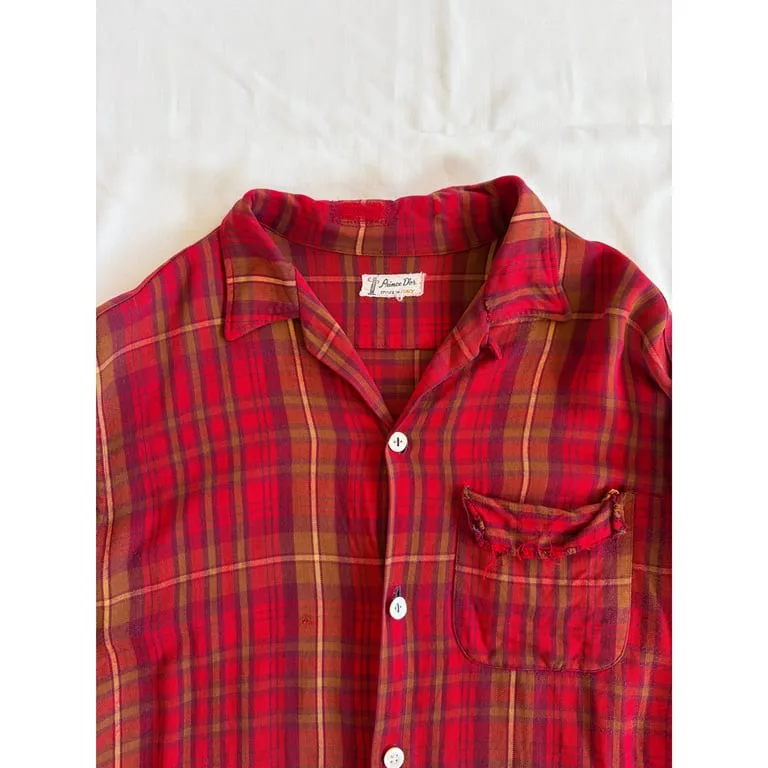 1950s Italy gabardine plaid shirt 3